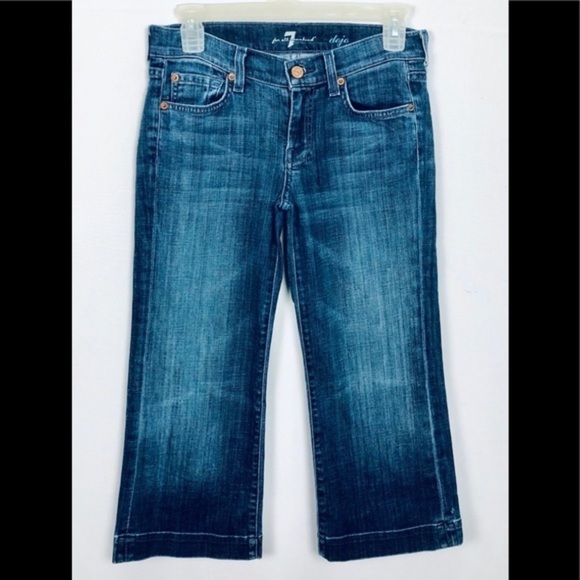 7 For All ManKind Dojo Blue Capri Jeans - Picture 3 of 5